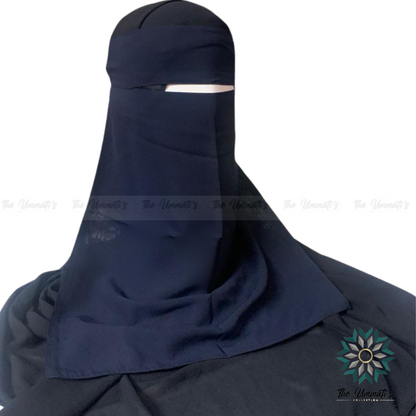 Long Single Layer Niqab - Navy