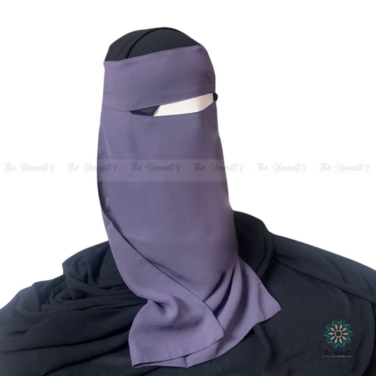 Long Single Layer Niqab (No Pinch) - Slate