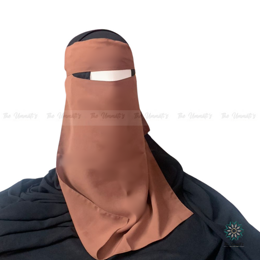 Long Single Layer Niqab (No Pinch) - Mocha