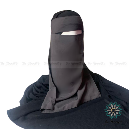 Long Single Layer Niqab - Charcoal