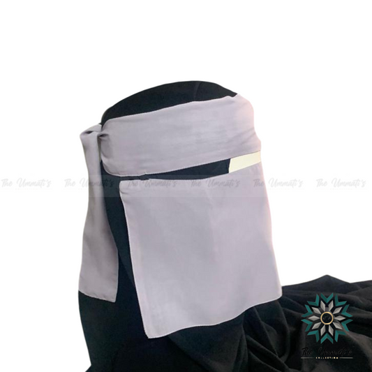 Short Elastic pull down Single Layer Niqab  - Cloud