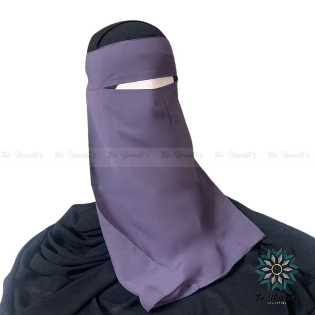 Long Single Layer Niqab - Slate