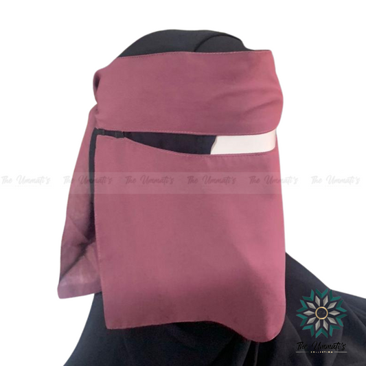 Short Elastic pull down Single Layer Niqab  - Rose