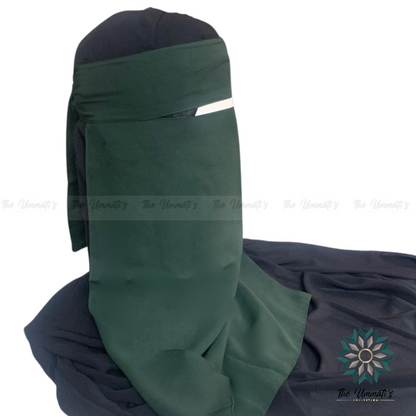 Long Single Layer Niqab - Forest