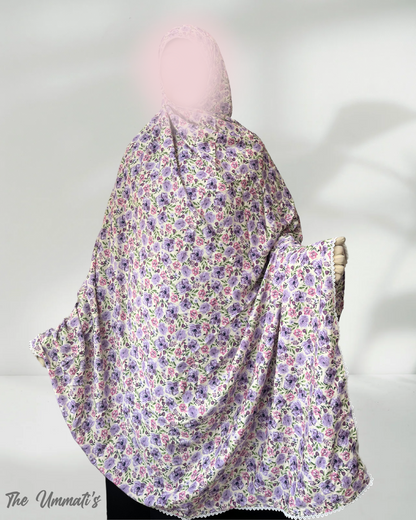 XL Prayer Hijab with Lace (Blooming Petals)