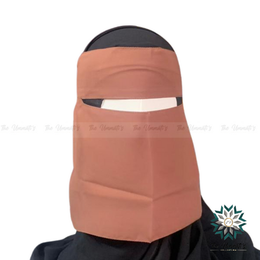 Short Single Layer Niqab (No Pinch) - Mocha