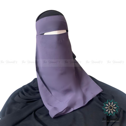 Long Single Layer Niqab - Slate