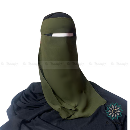 Long Single Layer Niqab - Olive