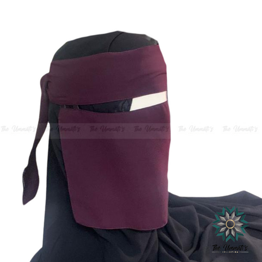 Short Elastic pull down Single Layer Niqab  - Purple