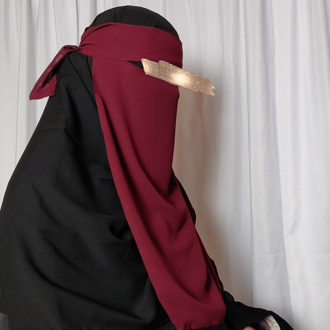 Long Single Layer Niqab - Maroon (discontinued)