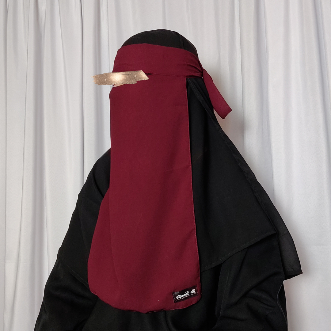 Long Single Layer Niqab - Maroon (discontinued)