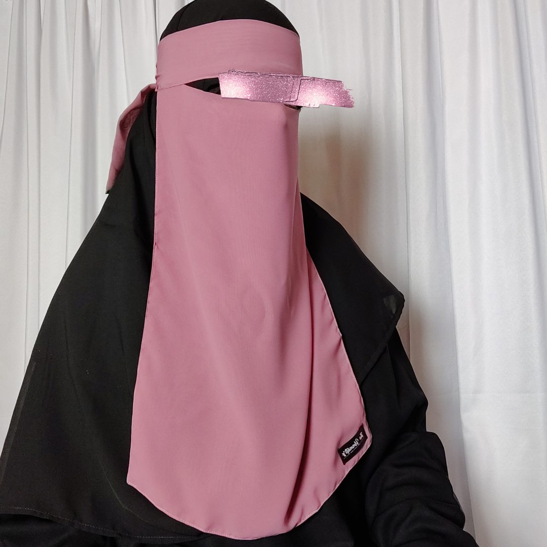 Long Single Layer Niqab - Dusty Pink