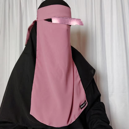 Long Single Layer Niqab - Dusty Pink