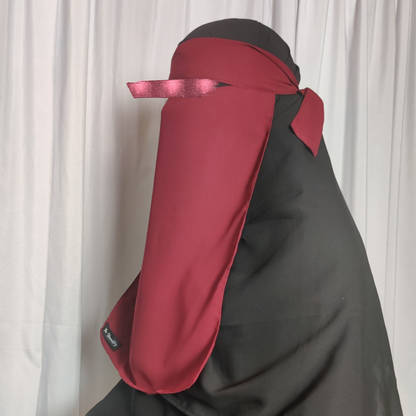 Long Single Layer Niqab - Red (discontinued)