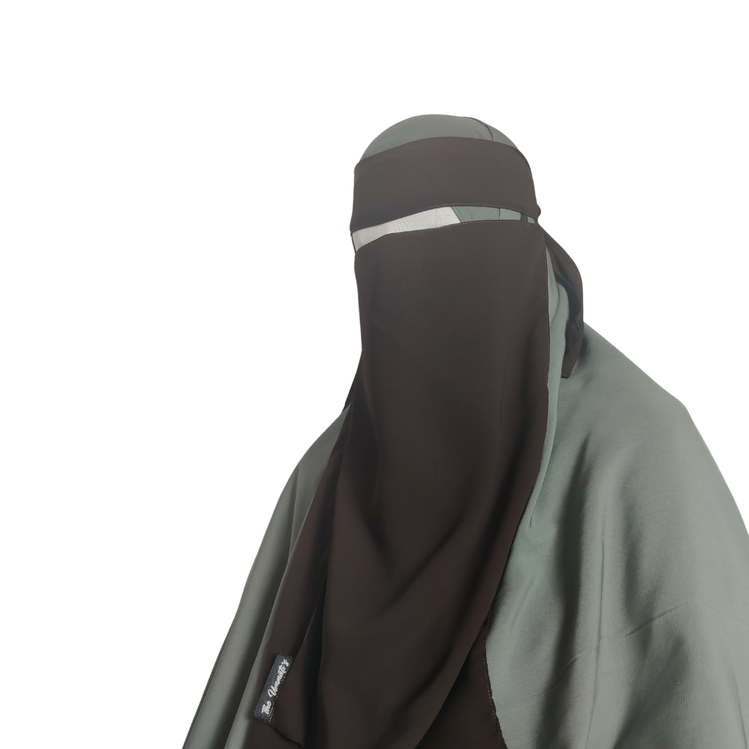 Elastic pull down Single Layer Niqab - Chocolate